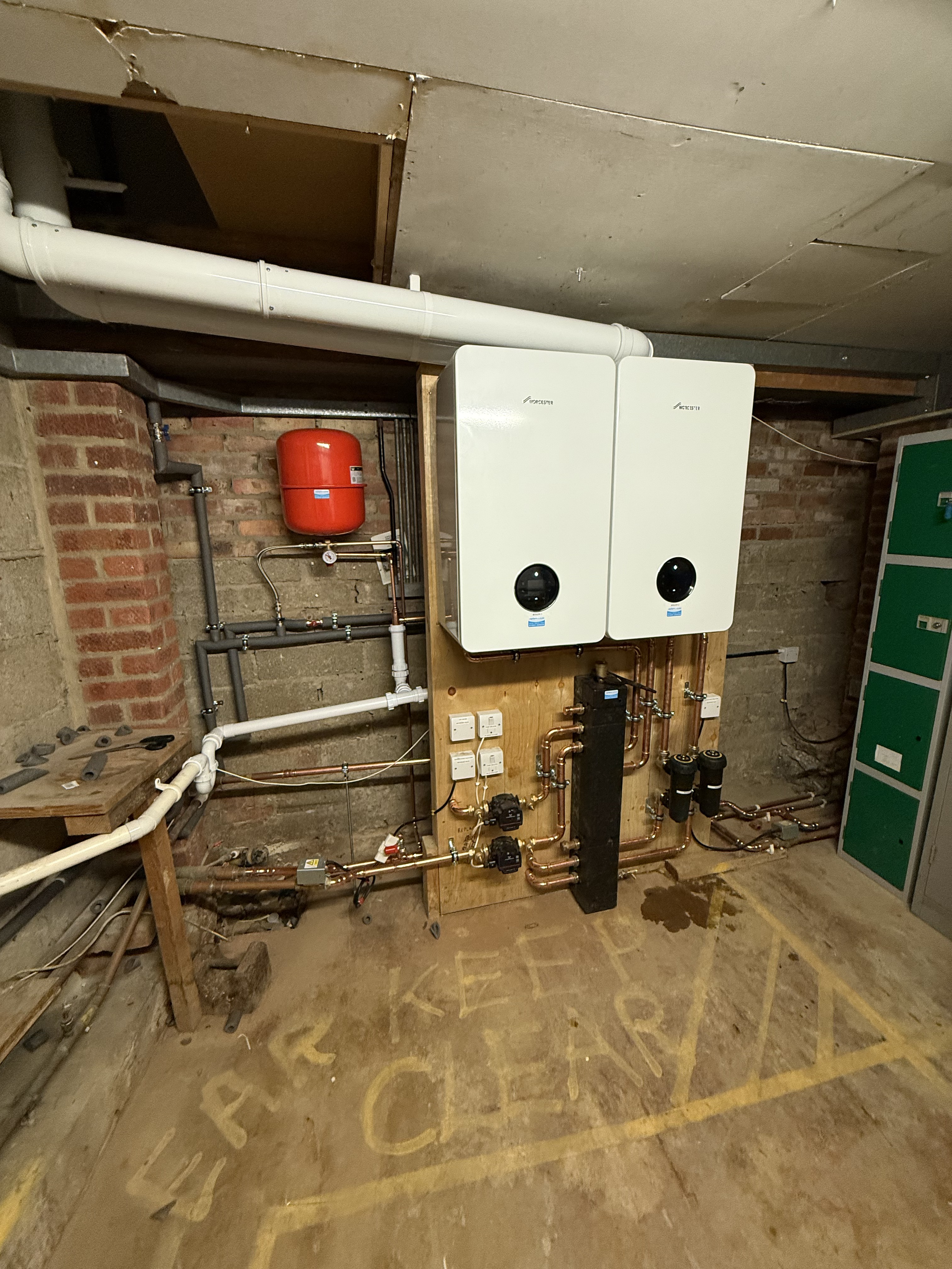 Completed twin Worcester boiler plant